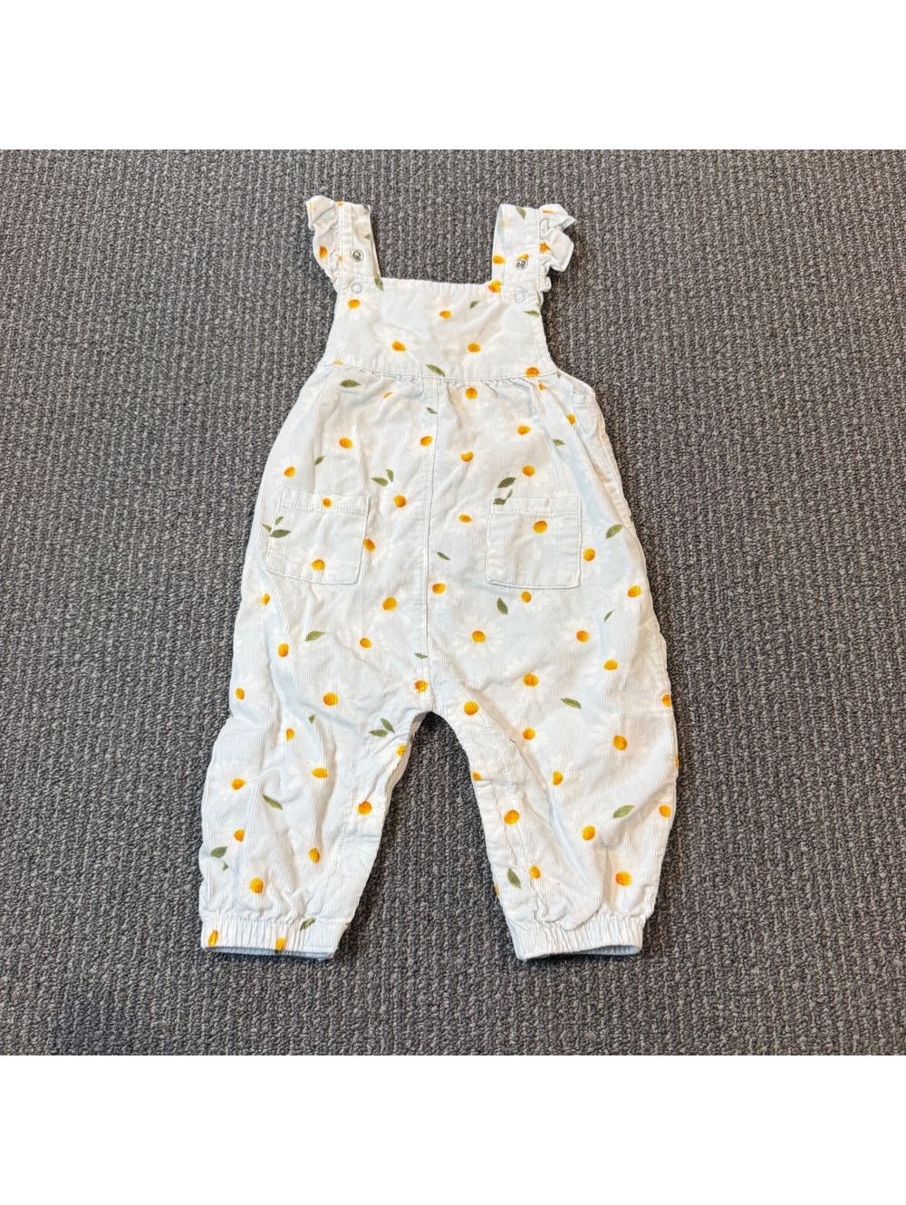 Angel Dear Light Blue Corduroy Daisy Overalls 6-12 Months